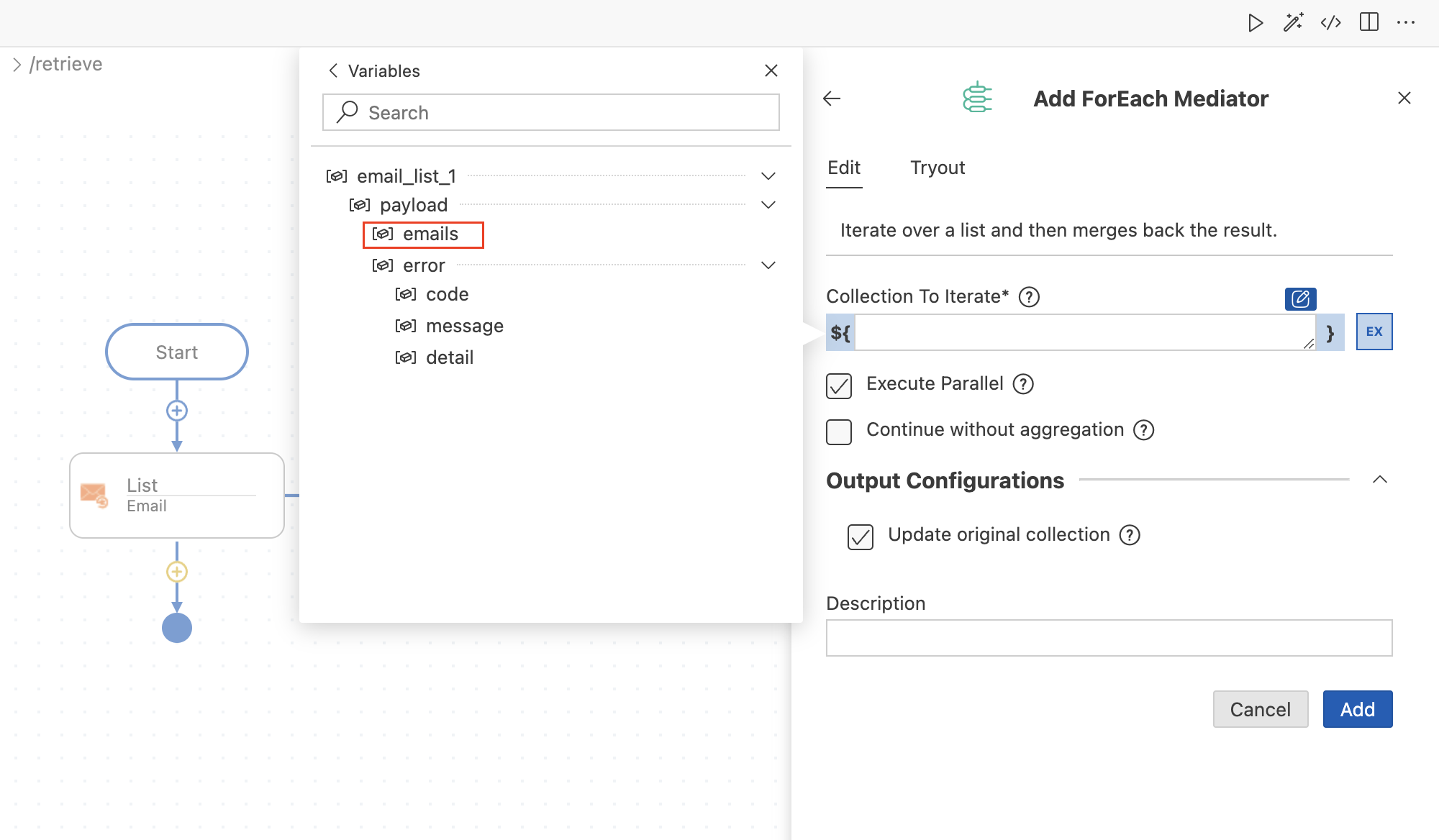 Adding foreach mediator.