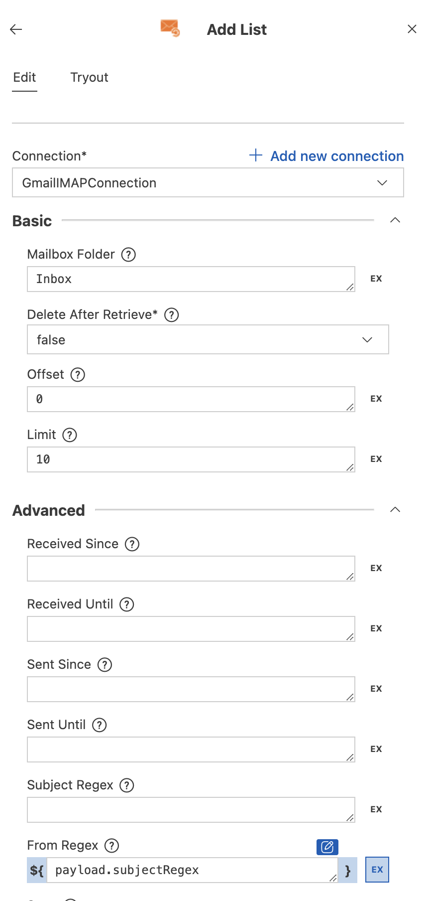 Adding the send parameters.