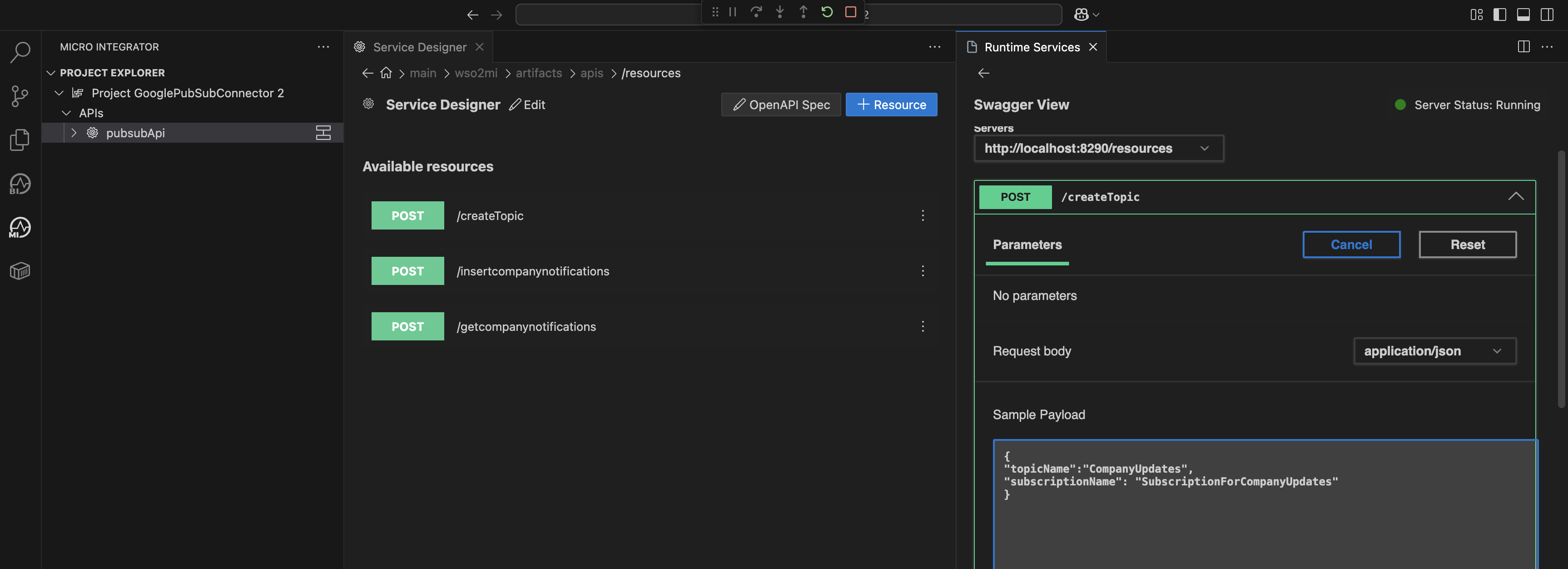 Create Topic request