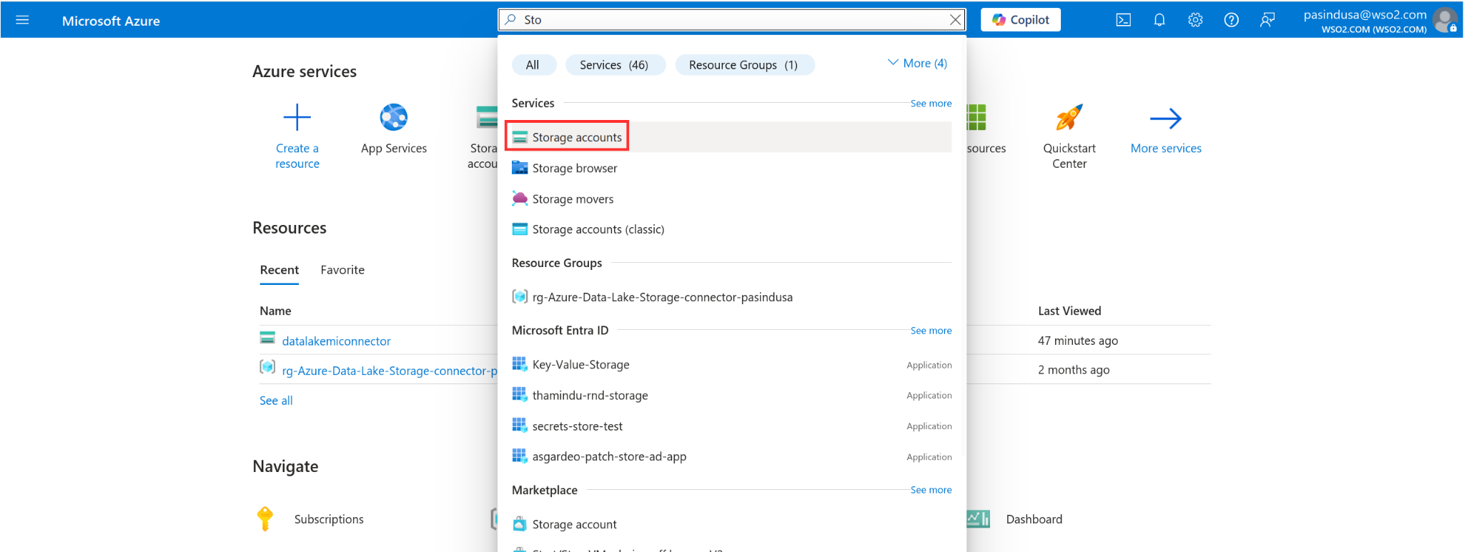 MS Azure Home Page
