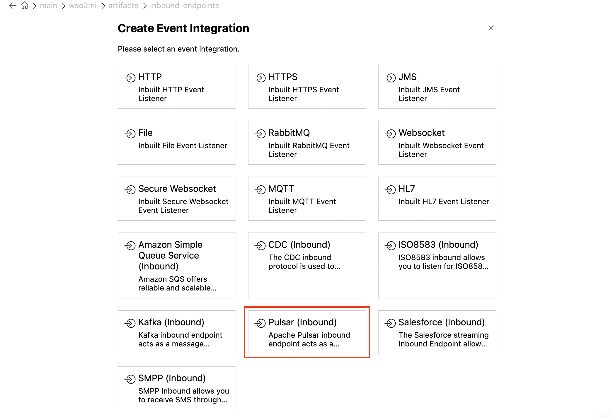 Create Pulsar Inbound Endpoint