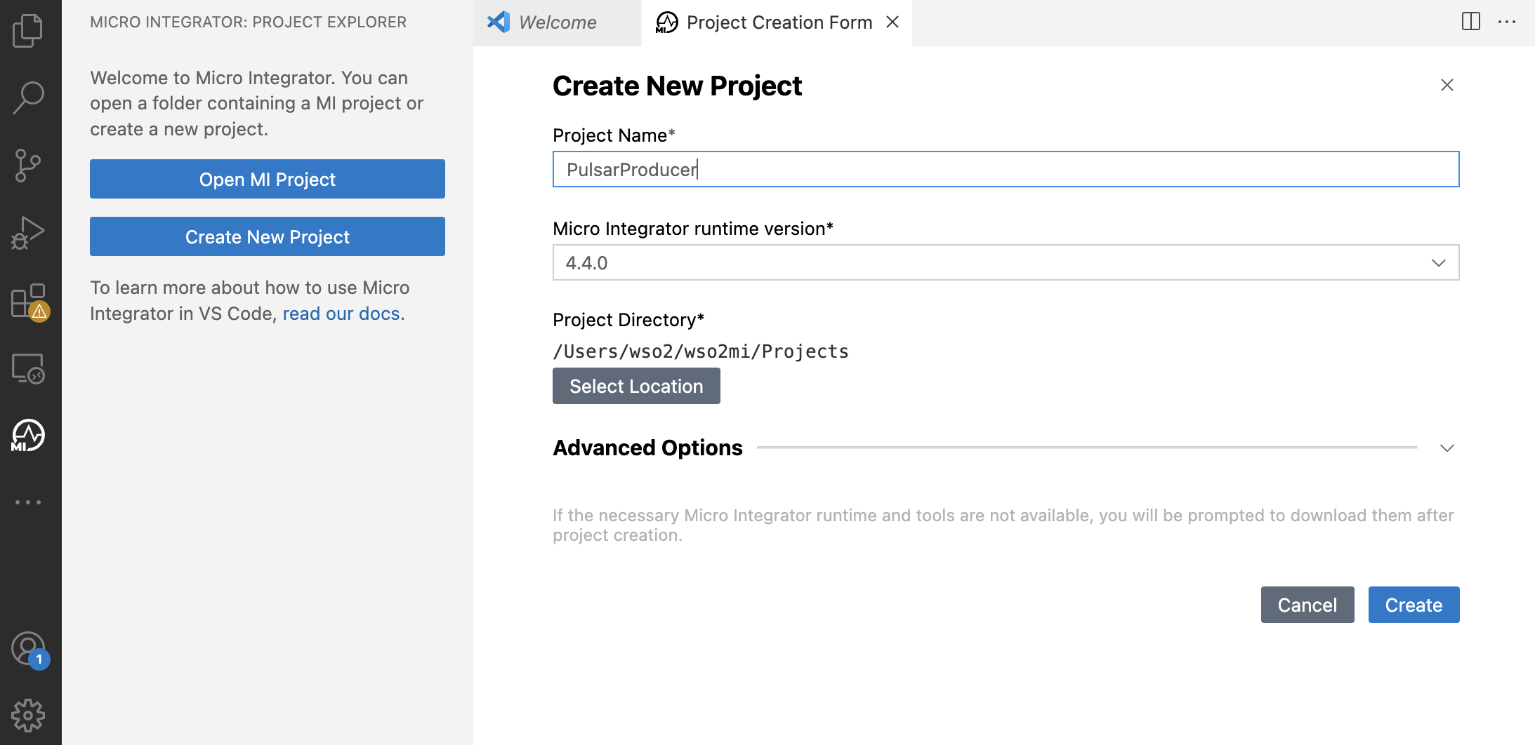 Creating a new Project