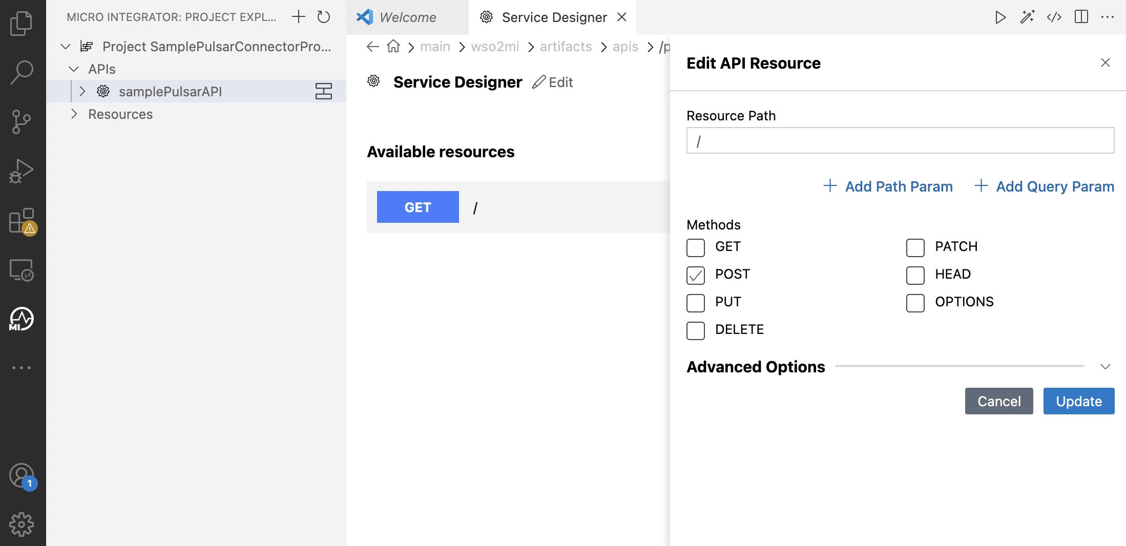 Adding the API resource step 1.
