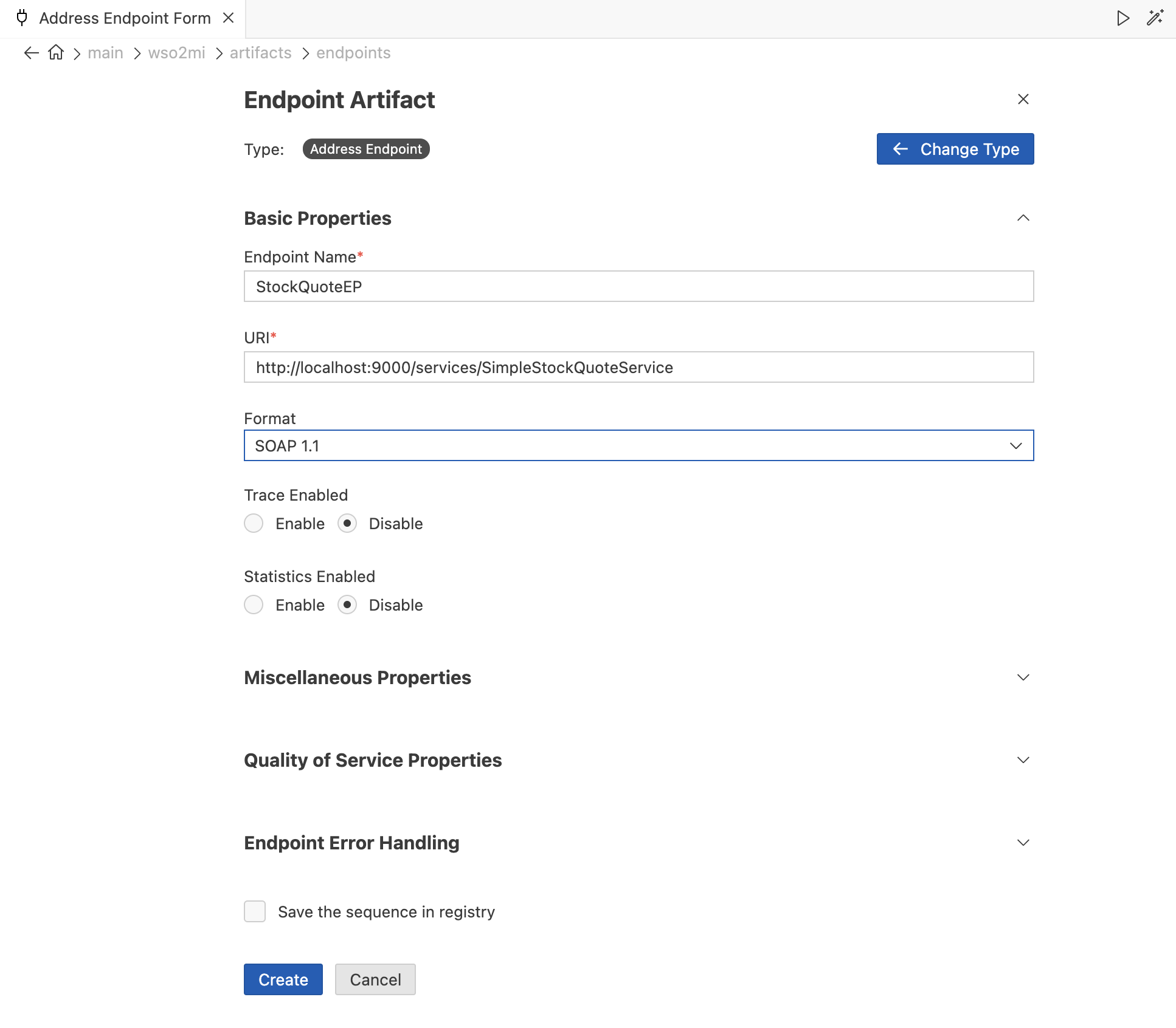 Create Endpoint