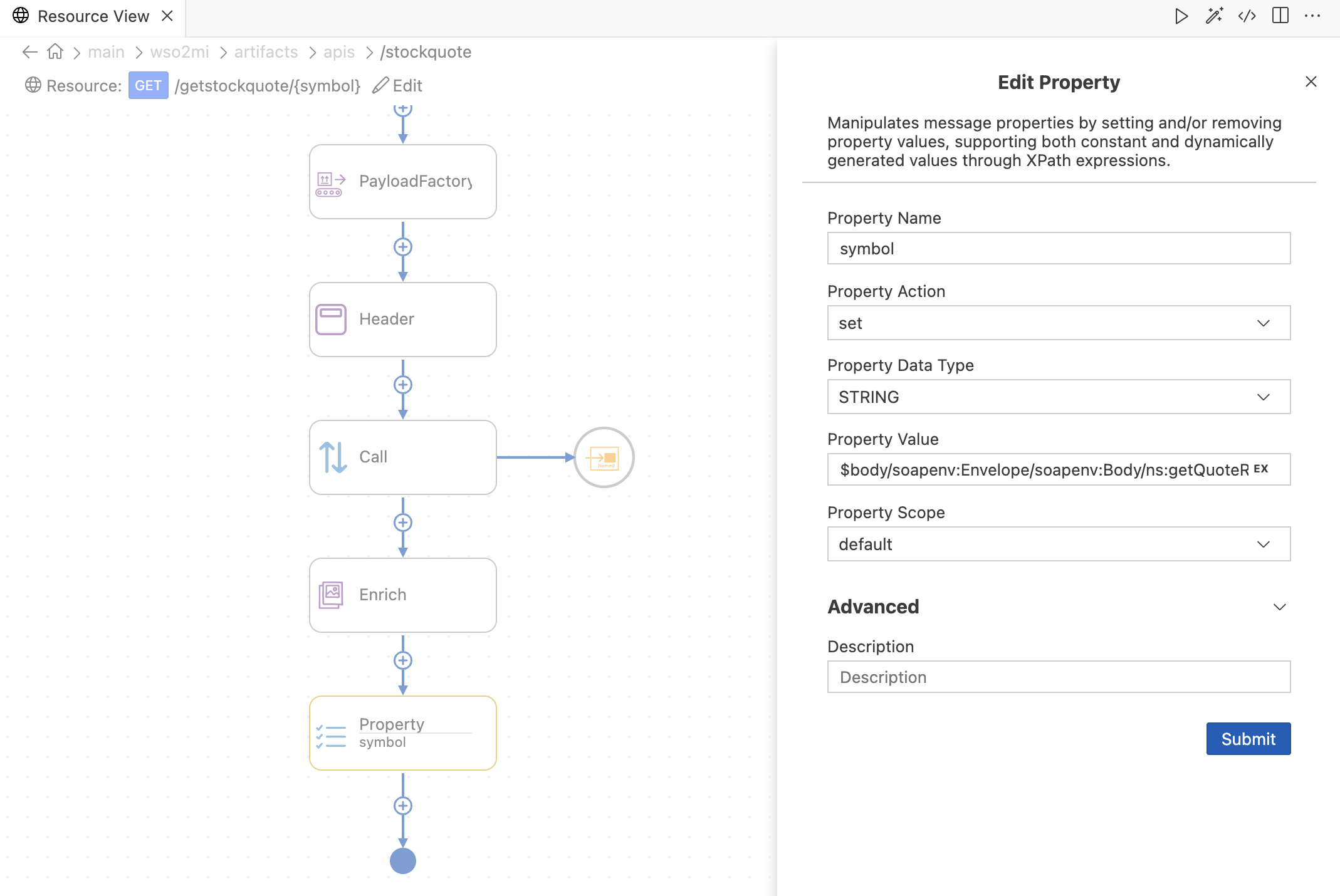 Add property mediators to get symbol