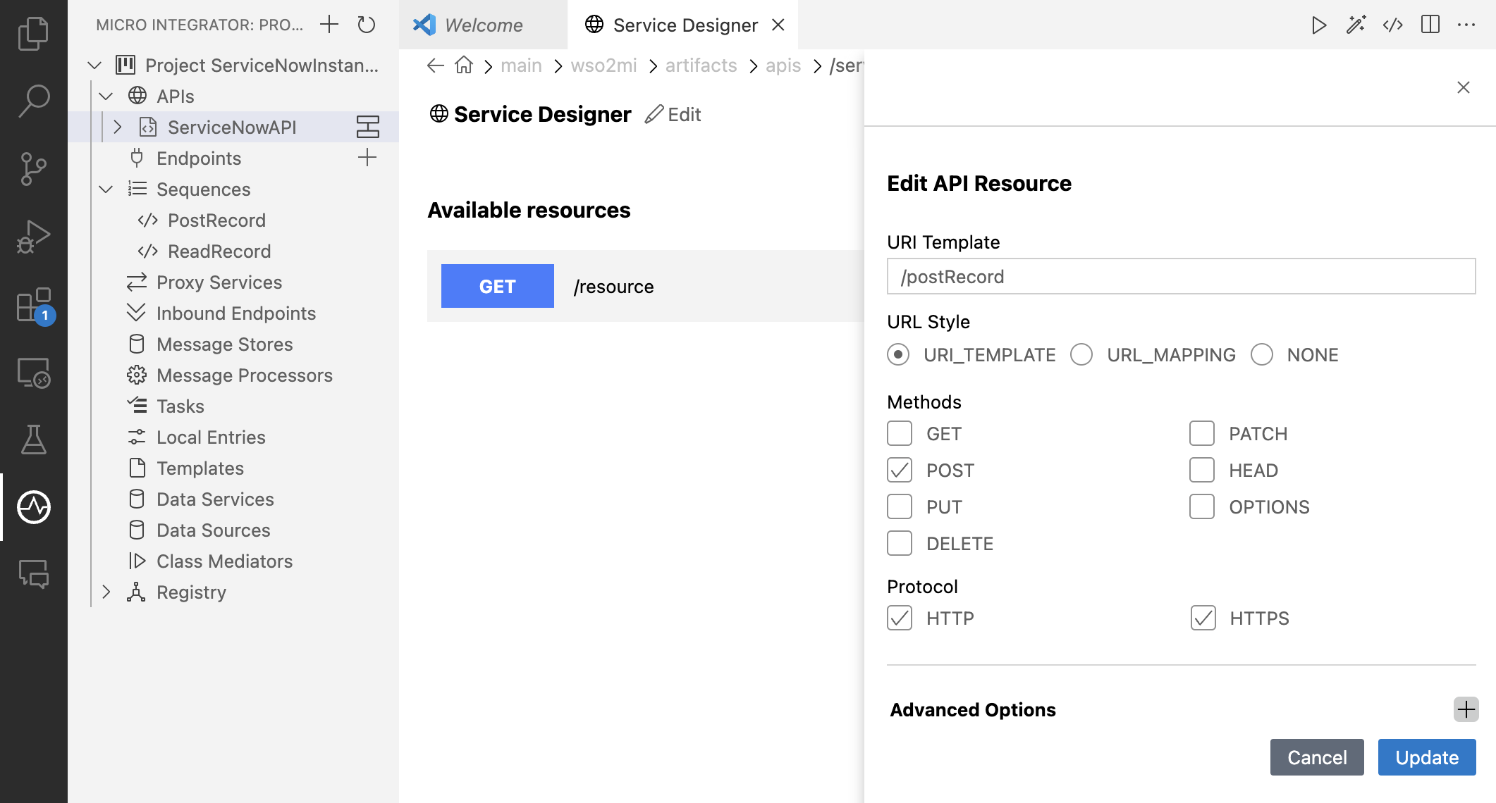 Adding postRecord resource