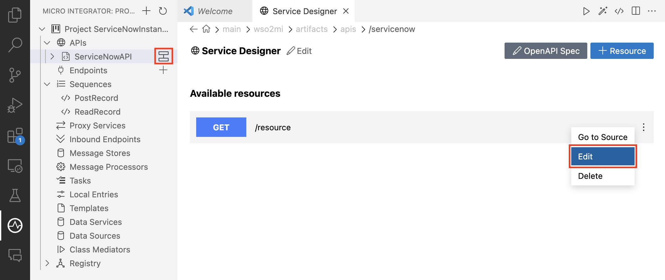 Edit resource