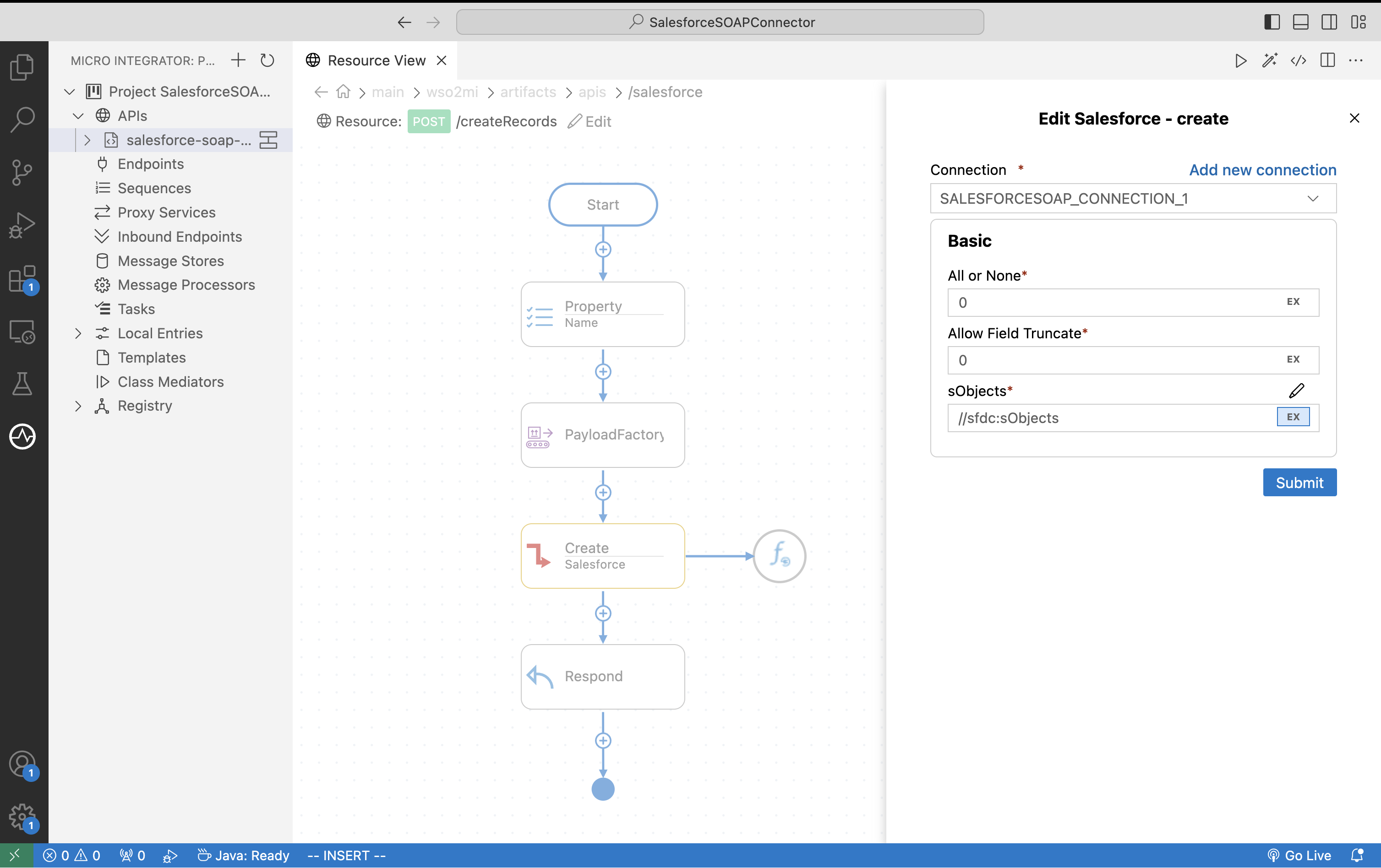 Drag and drop create operations