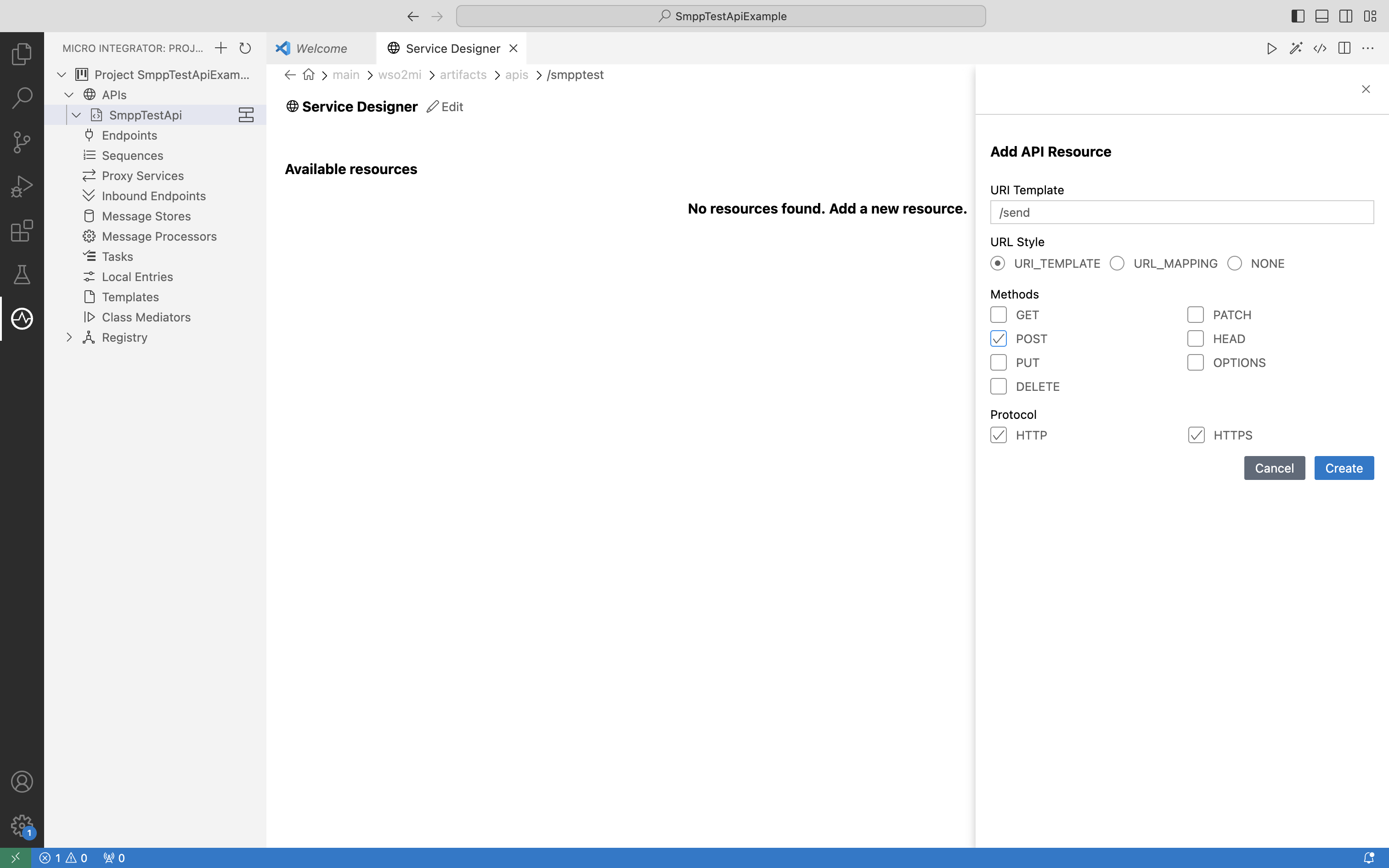 Create send resource