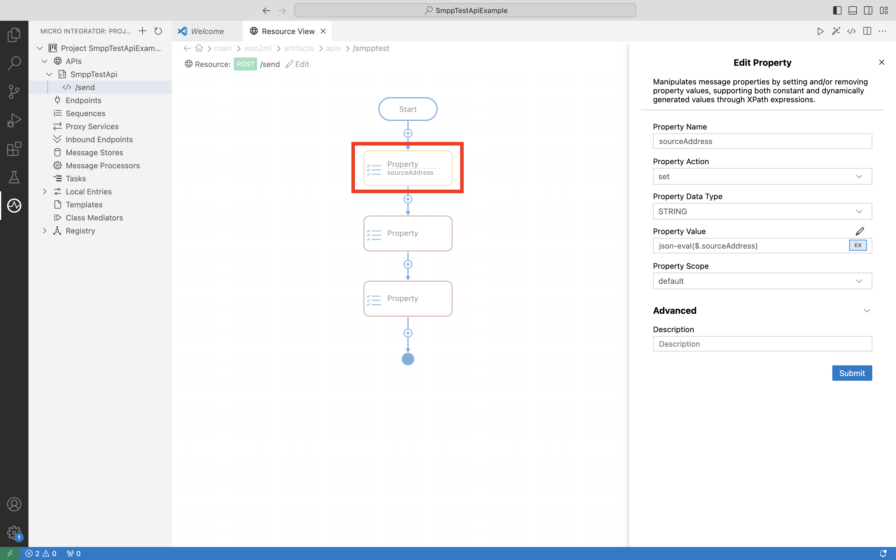Add property mediators sourceAddress