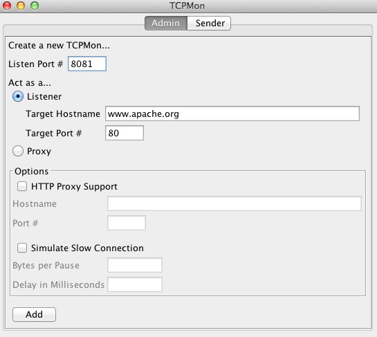 TCPMon console