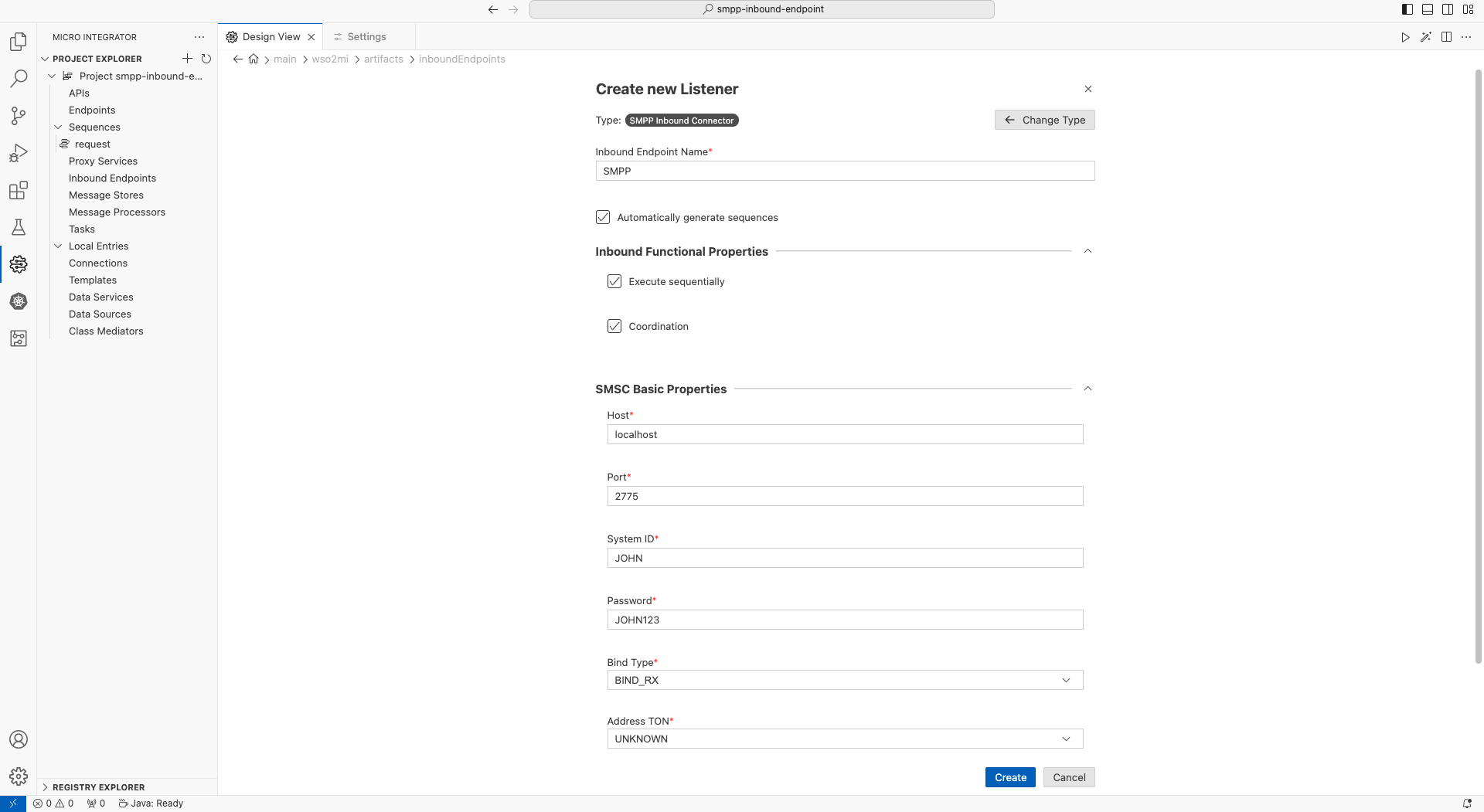 SMPP Inbound Endpoint Example - WSO2 Integrator: MI Documentation 4.5.0